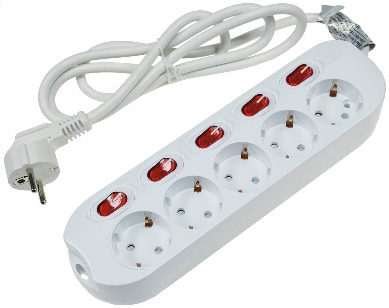 ChiliTec Steckdosenleiste mit Einzelschaltung 5-fach weiß 1,5m Kabel 22128