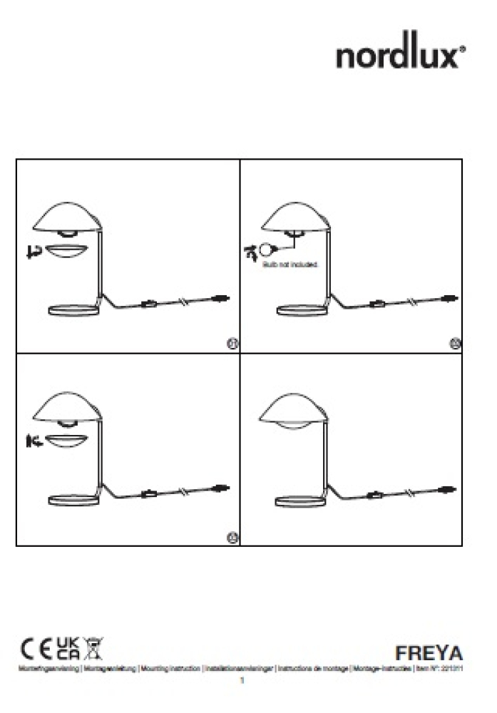 Skandinavische Tischlampe Freya Nordlux Beige E14 Bürotischleuchte