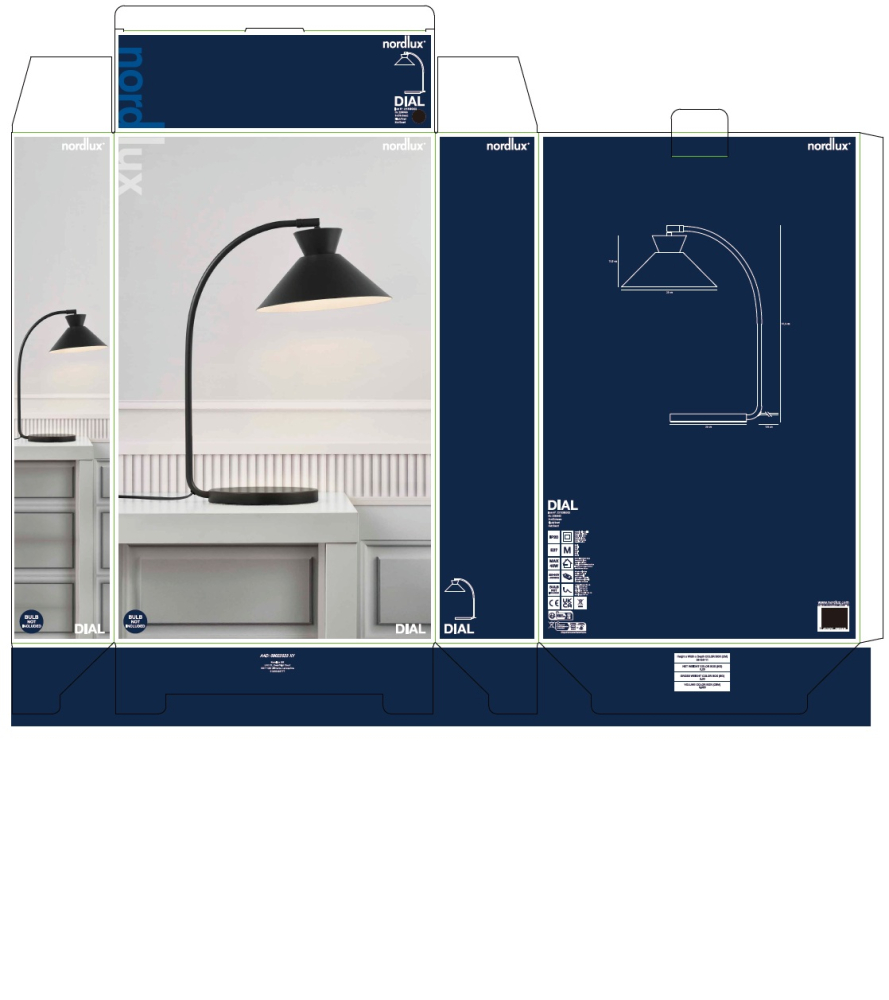 Dänische Tischlampe Dial Nordlux schwarz E27 nordische Tischleuchte 2213385003