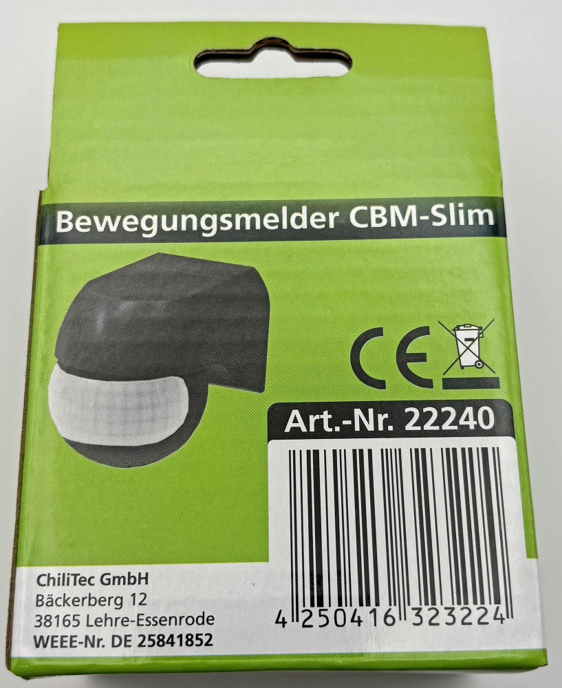 Aufputz-3-Draht PIR Infrarot-Bewegungsmelder schwarz CBI-Slim 180° IP44 22240