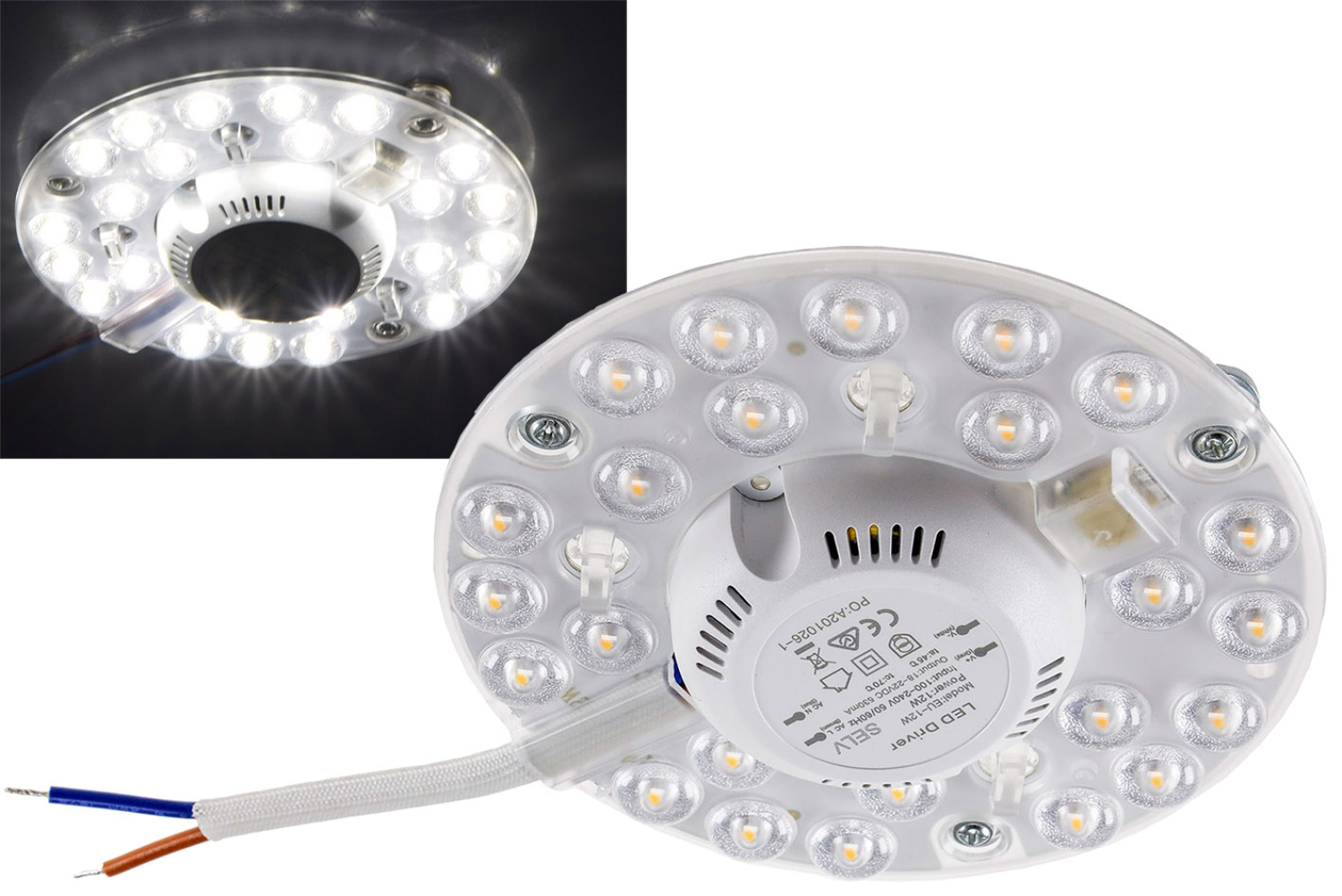 ChiliTec LED Modul "UM12nw" Ø12cm 12W 4000K 1300Lm Magnethalter 22323 - Leuchten Umrüstung