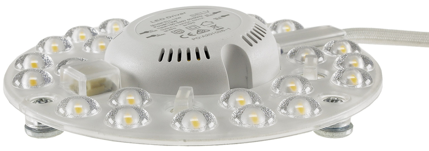 ChiliTec LED Modul "UM12ww" Ø12cm 12W 3000K 1200Lm Magnethalter 22322 für Leuchten Umrüstung