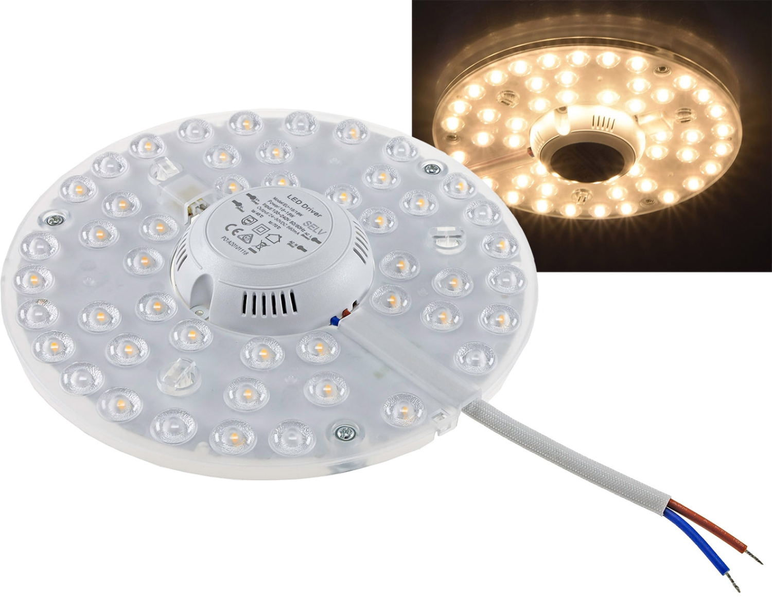 ChiliTec LED Modul "UM24ww" Ø180mm 24W 3000K 2680Lm Magnethalter 22326 für Leuchten Umrüstung