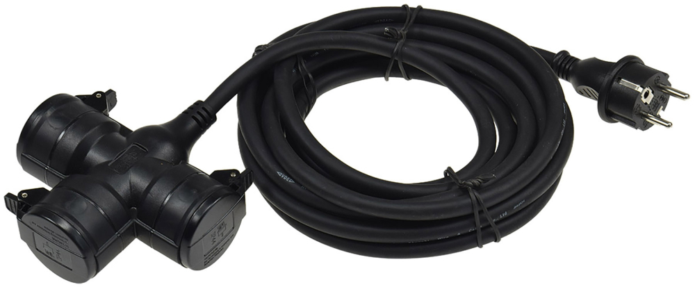 3-fach Gartensteckdose mit Deckel 5m Kabel IP44 Schutzkontaktsteckdosen für den Außenbereich 22351