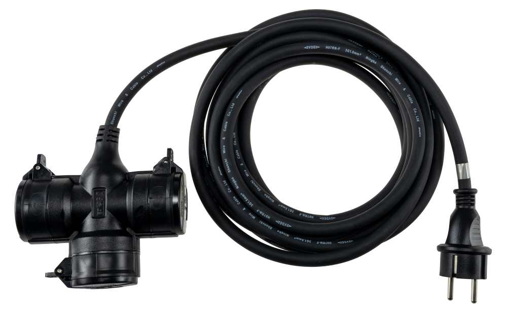 3-fach Gartensteckdose mit Deckel 5m Kabel IP44 Schutzkontaktsteckdosen für den Außenbereich 22351