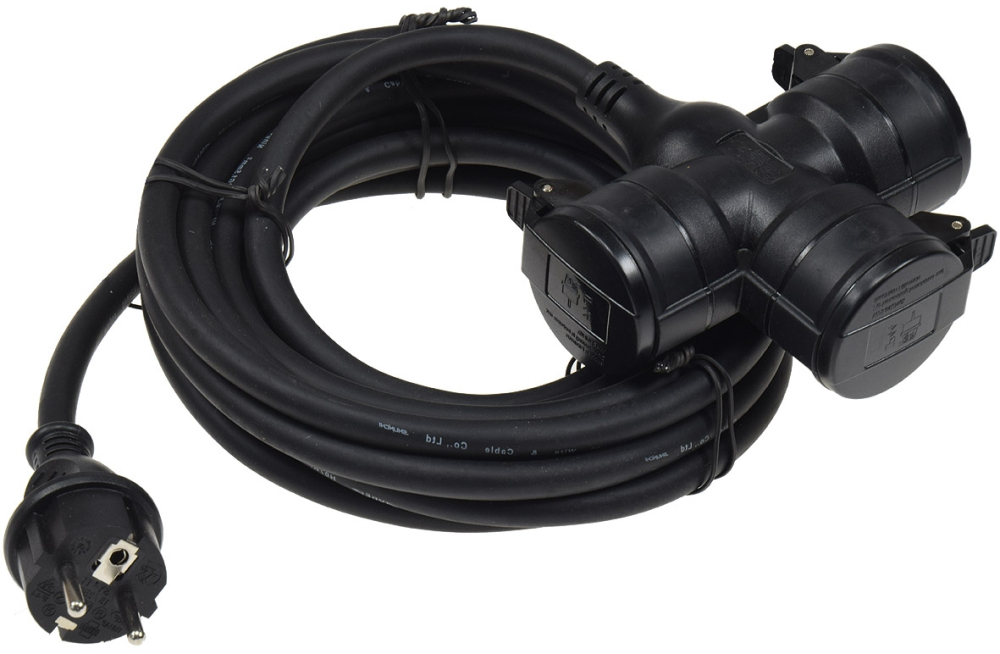 3-fach Gartensteckdose mit Deckel 5m Kabel IP44 Schutzkontaktsteckdosen für den Außenbereich 22351