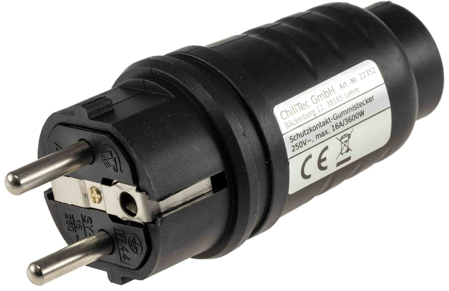 ChiliTec Gummistecker Schutzkontakt IP44 Außen 22352