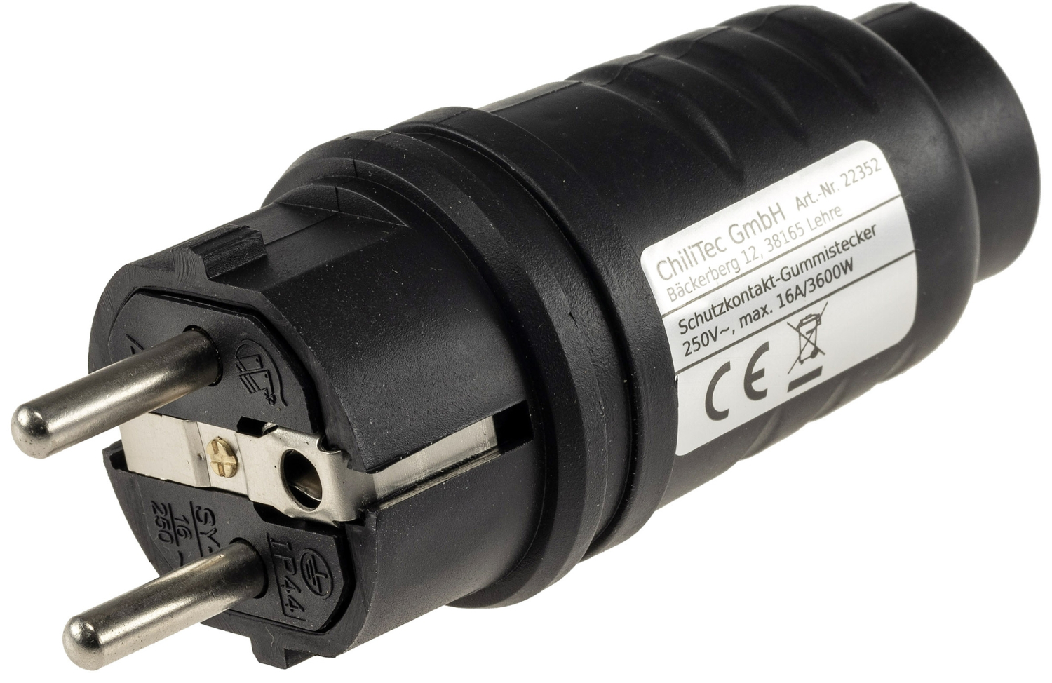 ChiliTec Gummistecker Schutzkontakt IP44 Außen 22352