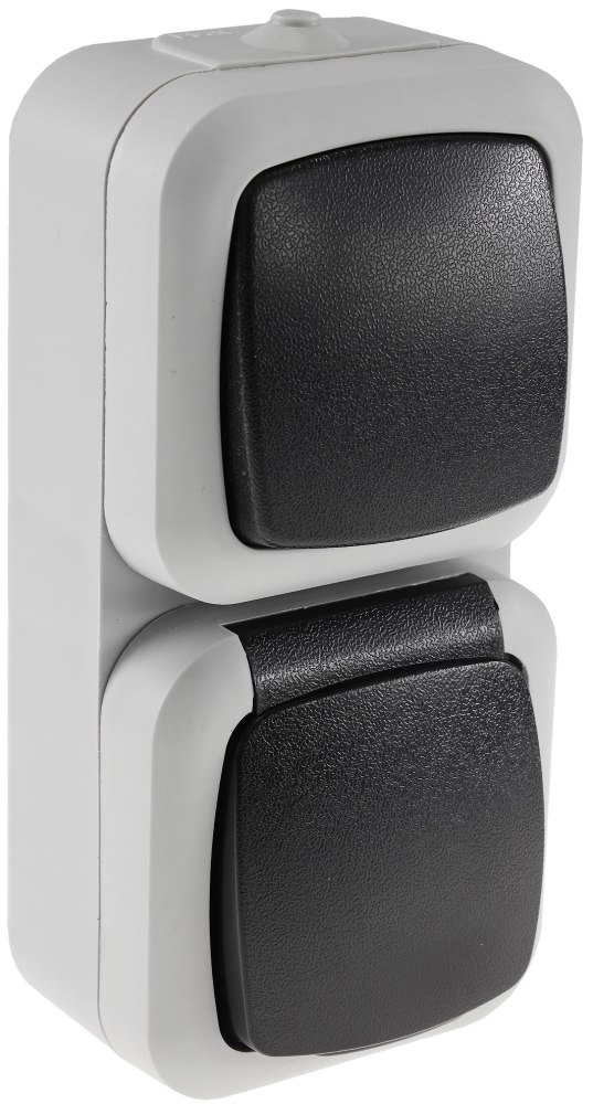 Feuchtraum Kombi Steckdose + Schalter IP44 grau vertikal ChiliTec 22413