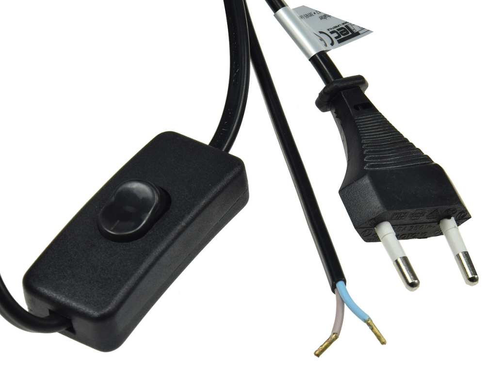 ChiliTec Netzkabel mit Schnurschalter blanke Enden 2m schwarz 22518