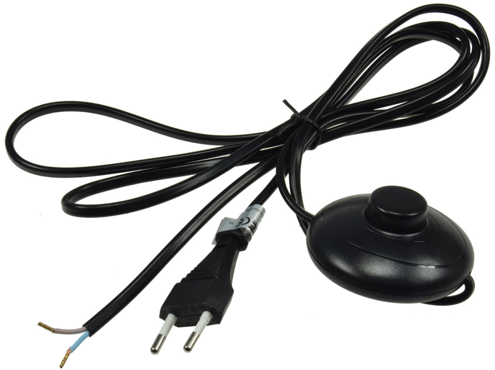 ChiliTec Netzkabel mit Fußschalter blanke Enden 2m schwarz 22520