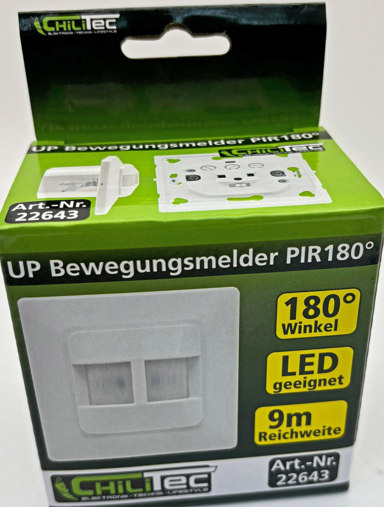 Bewegungsmelder PIR UP 180° LED geeignet, 2-Draht Technik ChiliTec 22643