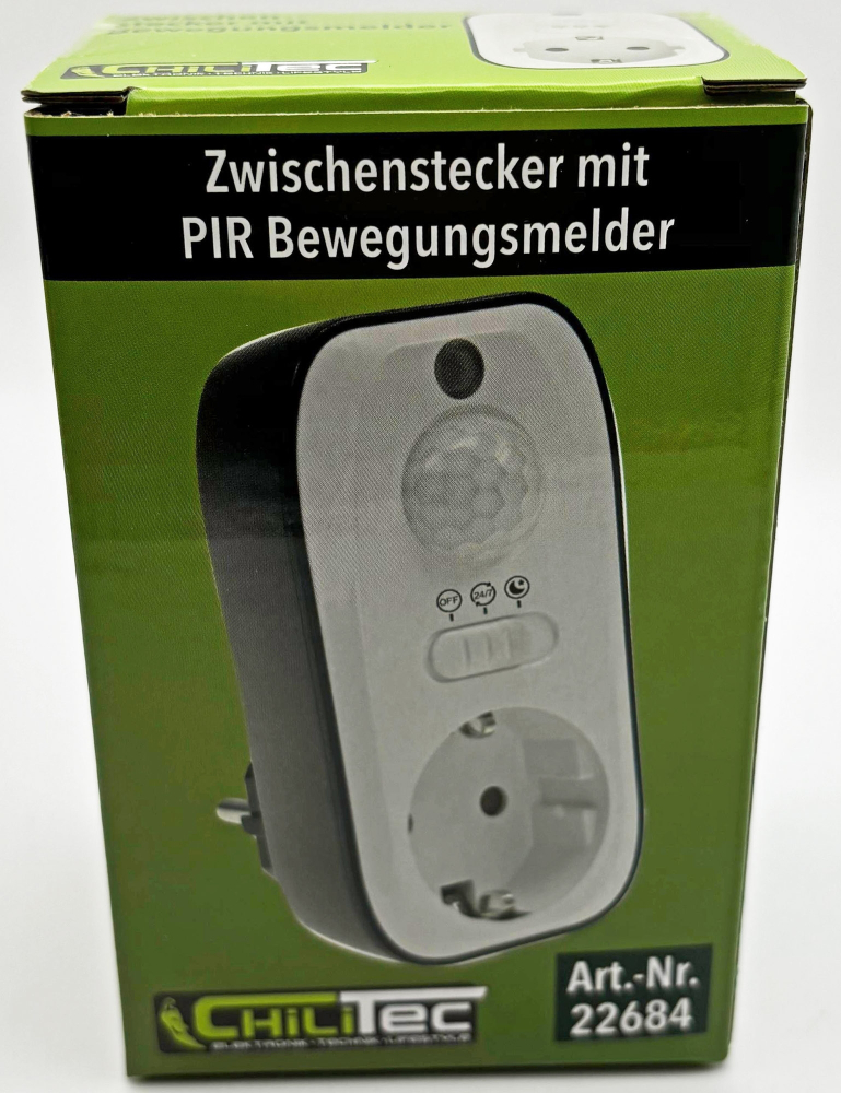 Zwischenstecker mit Bewegungsmelder 1200W, LED geeignet, 22684