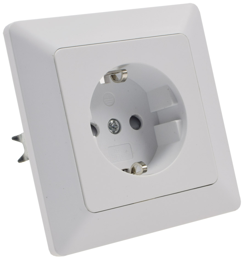 MILOS Steckdose Matt Weiß mit erhöhtem Berührungsschutz, Klemmanschluss 22770