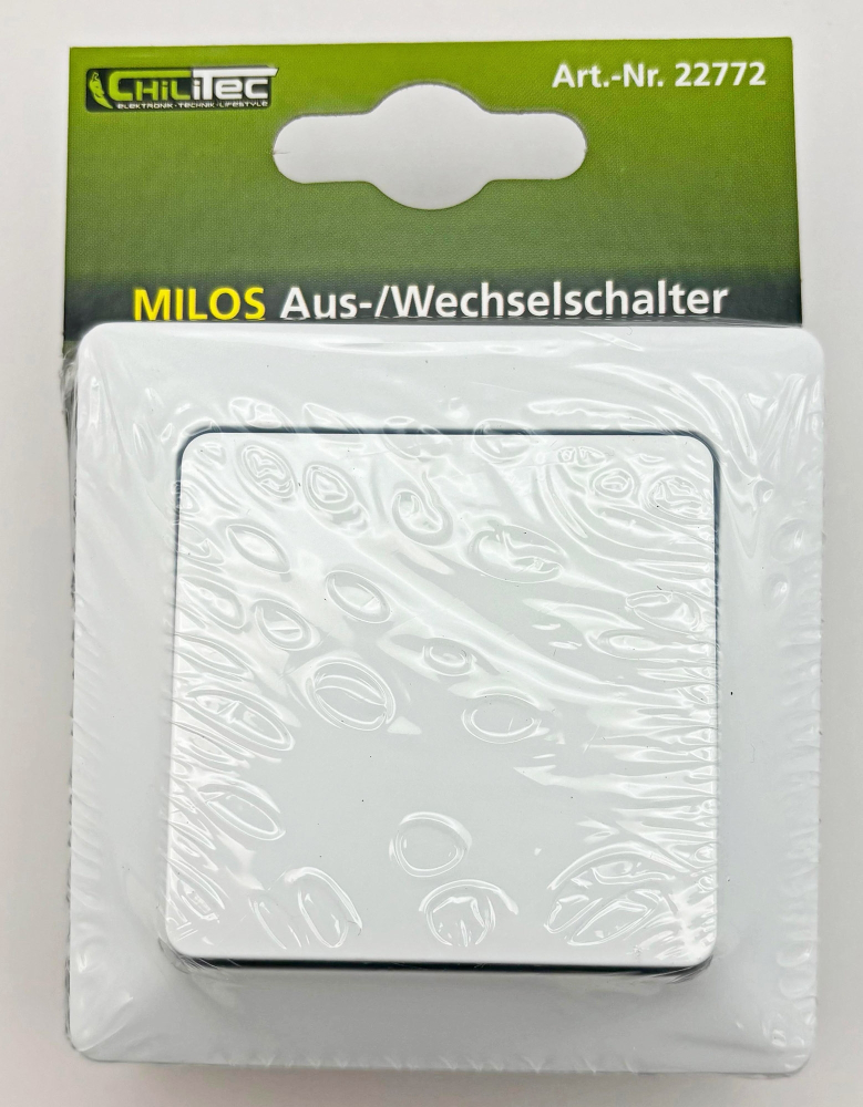 MILOS Wechselschalter Matt Weiß mit Rahmen, Klemmanschluss 22772