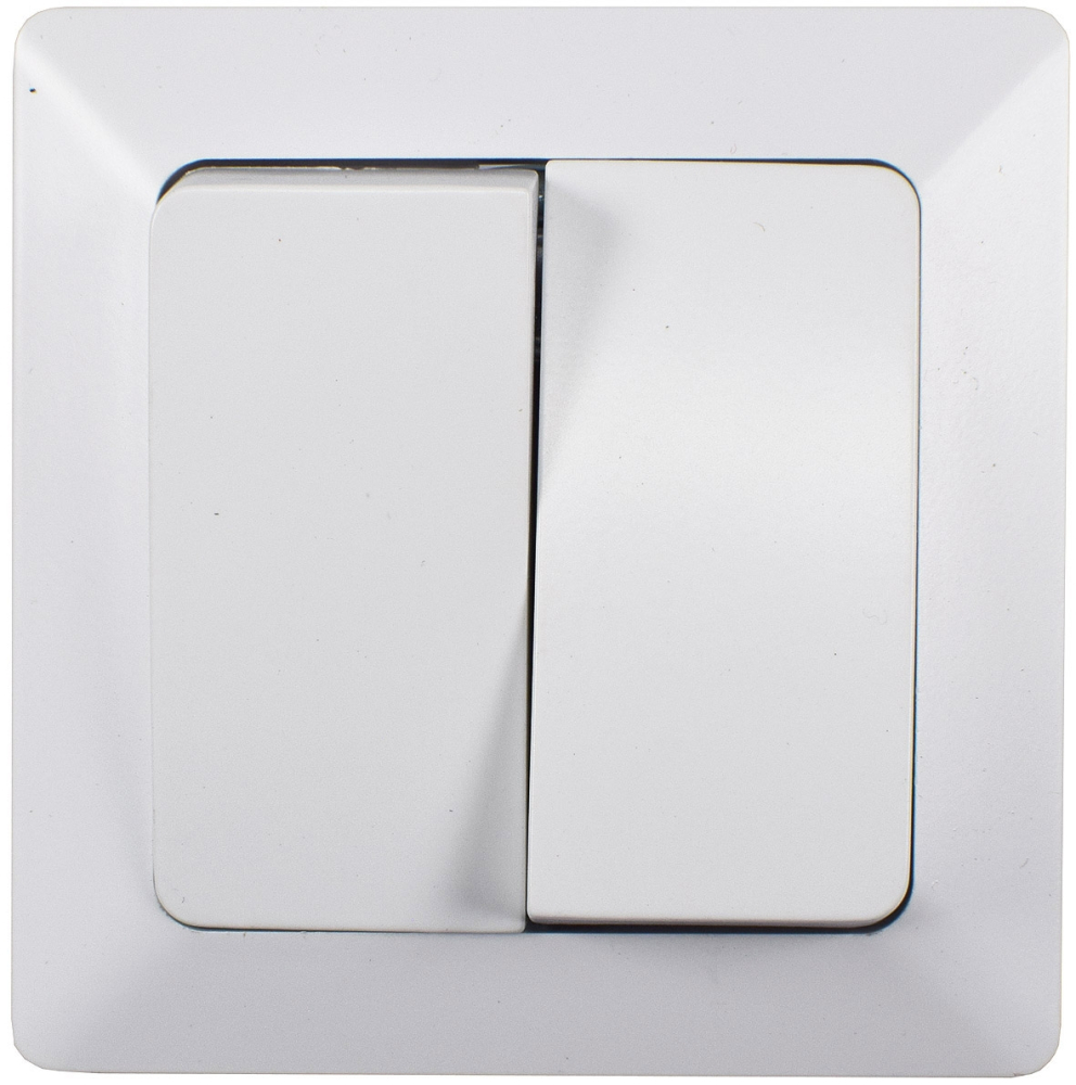 MILOS Serienschalter 2-fach Matt Weiß mit Rahmen 22774