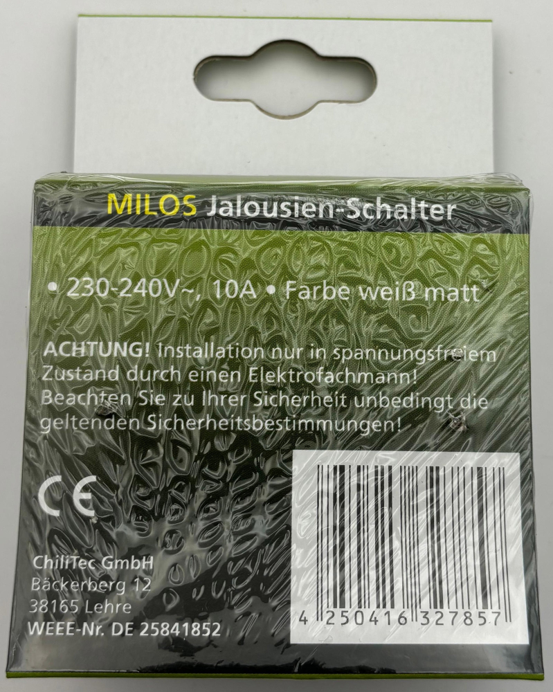 MILOS Jalousietaster Rolladentaster Matt Weiß mit Rahmen 22777