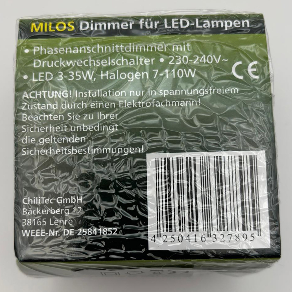 MILOS Dimmer weiß matt 3W-60W Druck-Schaltfunktion für LED 22781