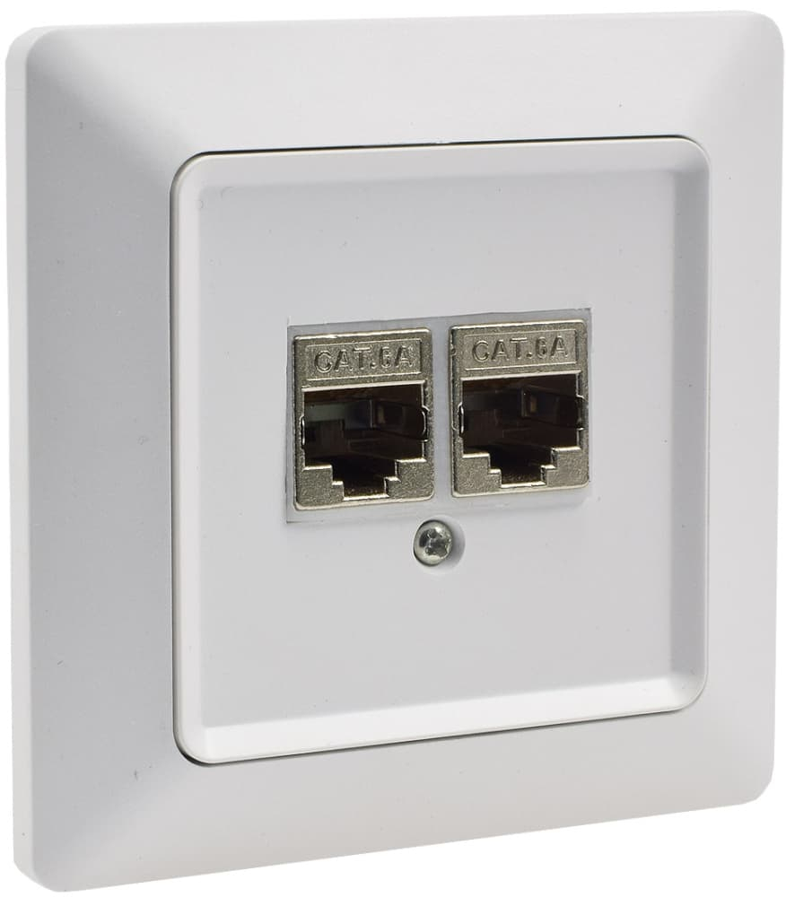 MILOS Netzwerk-Dose 2x CAT6 Matt Weiß 22782, Einsatz + Rahmen