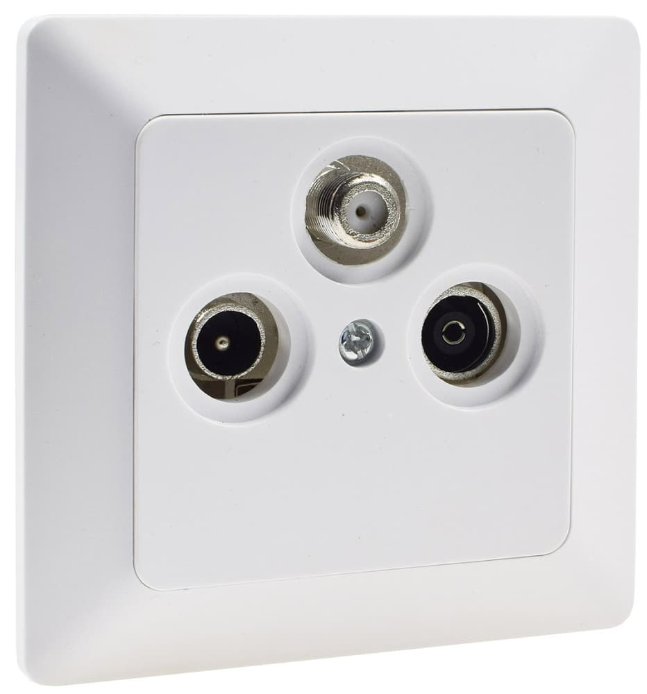 MILOS Antennendose TV+Radio+Sat in Matt Weiß mit Rahmen