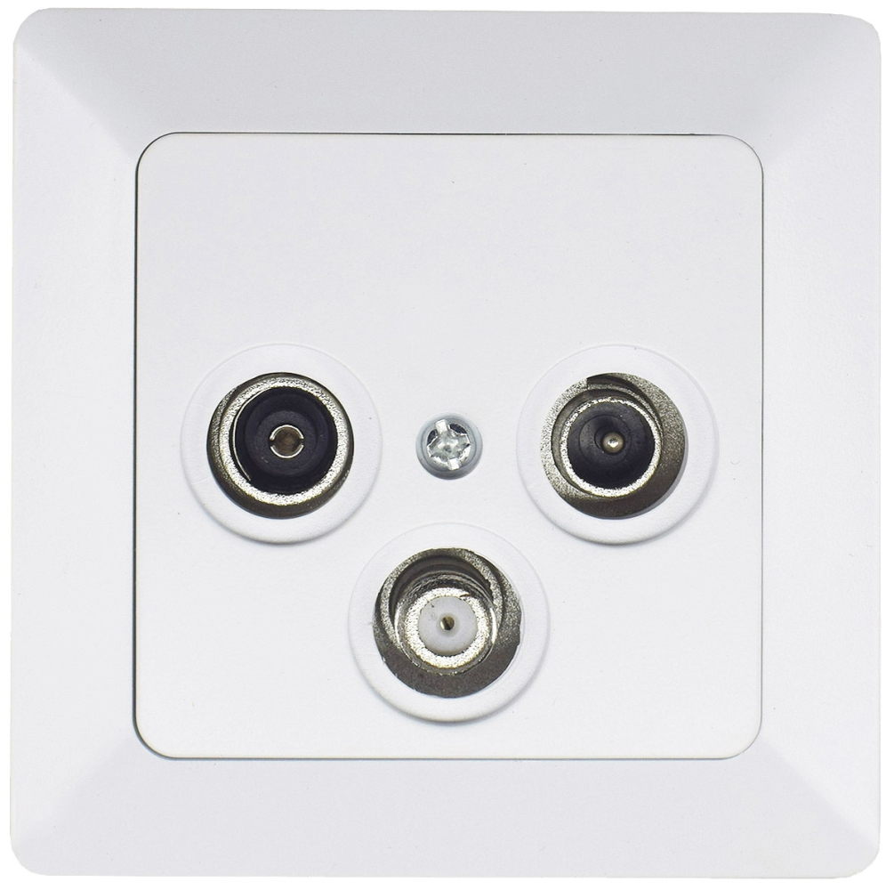 MILOS Antennendose TV+Radio+Sat Matt Weiß incl. Rahmen 22783