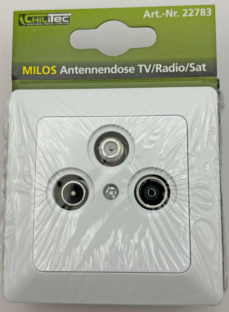 MILOS Antennendose TV+Radio+Sat Matt Weiß incl. Rahmen 22783