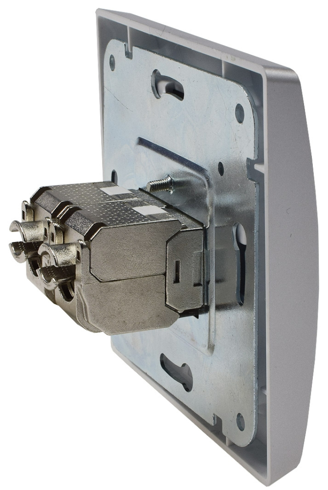 DELPHI Netzwerk-Dose 2x CAT6 inkl. Rahmen UP silber 22791