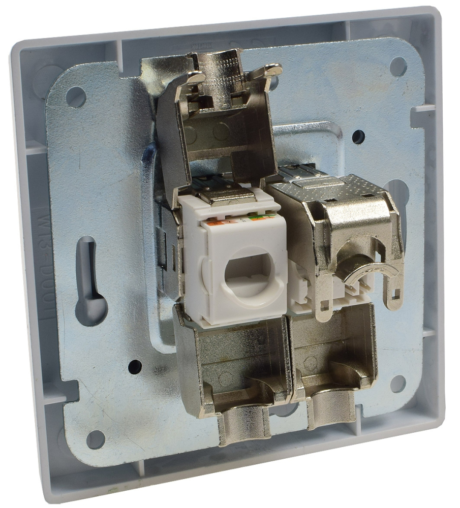 DELPHI Netzwerk-Dose 2x CAT6 inkl. Rahmen UP silber 22791