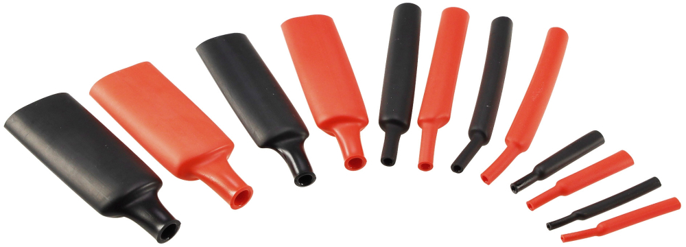Schrumpfschlauch-Sortiment, 560-teilig in Plastikbox, schwarz + rot, Ratio 2:1, Isolierung 22878