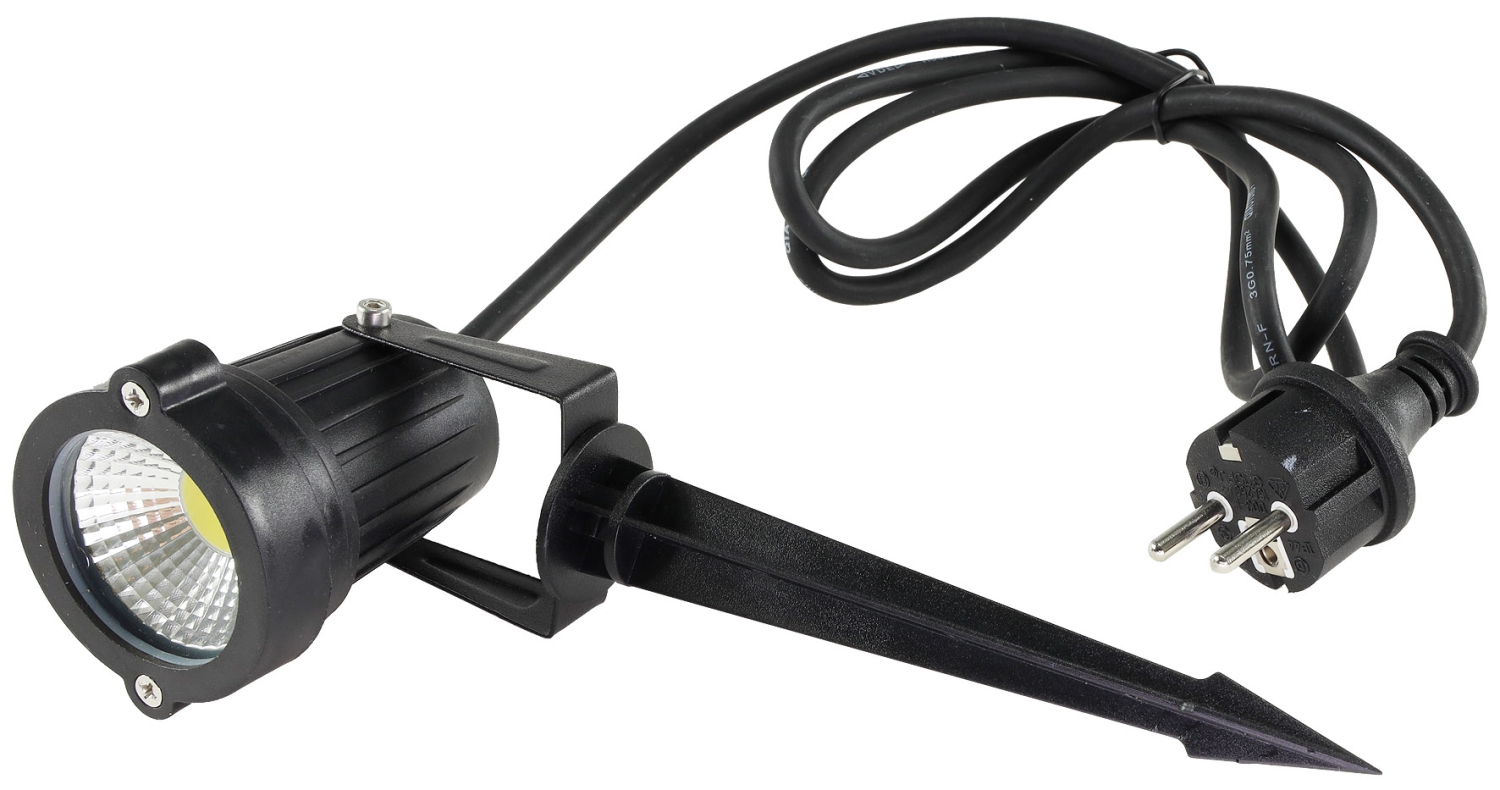 ChiliTec LED Gartenleuchte "CT-GS5" 5W IP44 warmweiß Erdspieß 1,5m Kabel Schwarz 22924