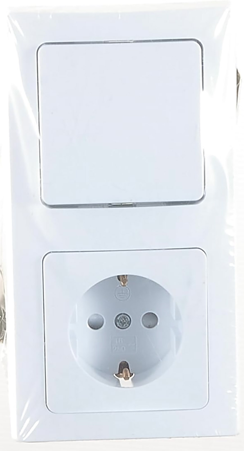 DELPHI Set Steckdose + Schalter + 2-fach Rahmen UP weiß Klemmanschluss 22928