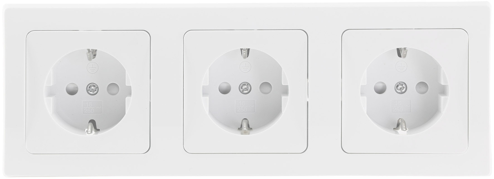 DELPHI Set 3 Steckdosen + 3-fach Rahmen UP weiß Klemmanschluss 22929