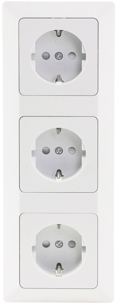 MILOS Set 3 Steckdosen + 3-fach Rahmen Matt Weiß mit erhöhtem Berührungsschutz, Klemm 22932