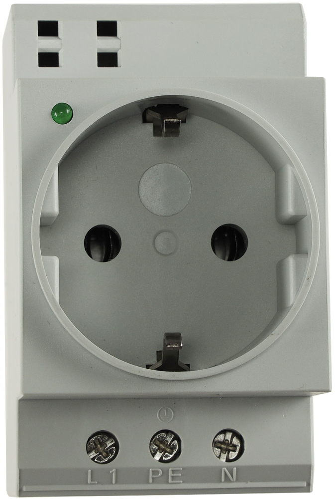 Steckdose für Hutschiene mit LED, Schutzkontakt, 230V, 16A, VDE 22969