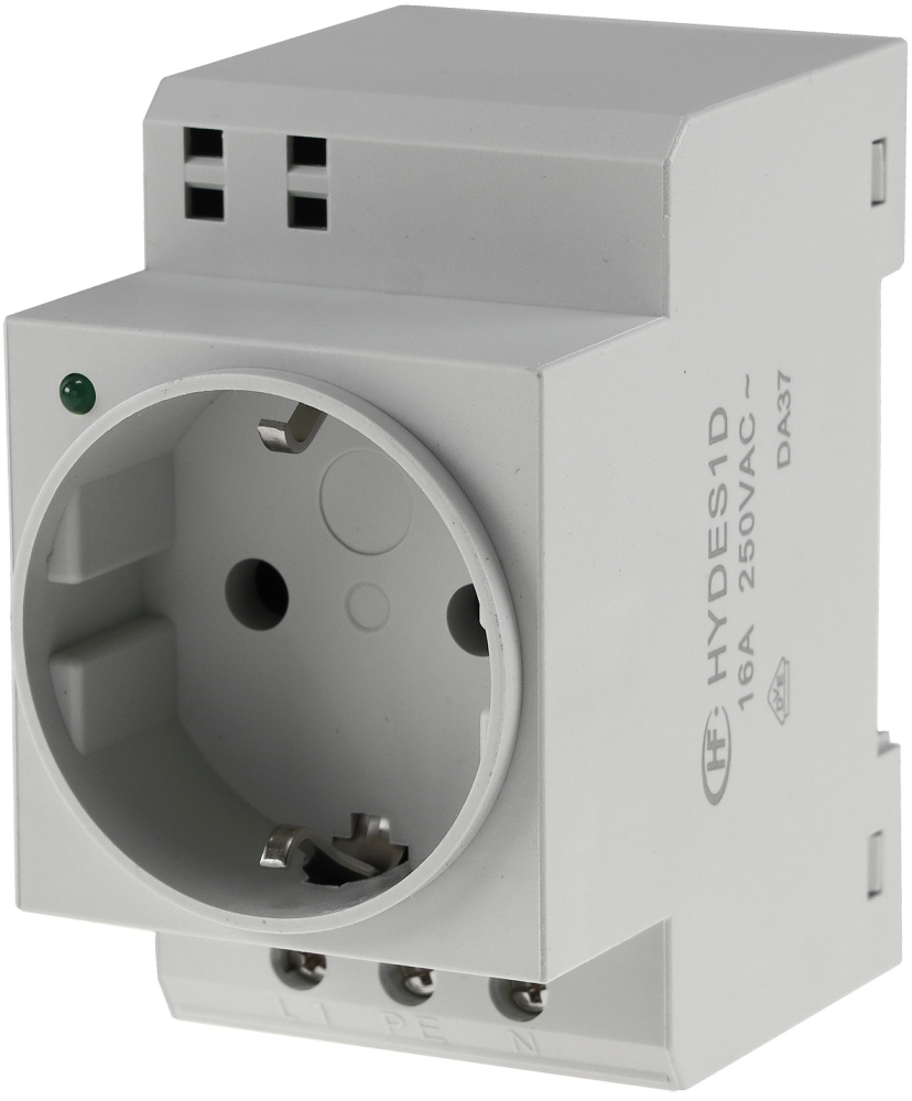 Steckdose für Hutschiene mit LED, Schutzkontakt, 230V, 16A, VDE 22969