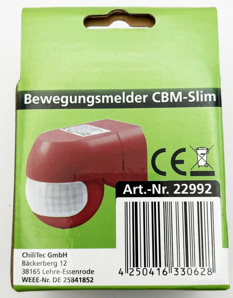Aufputz 3-Draht PIR Bewegungsmelder ziegelrot CBI-Slim 180° IP44 22992