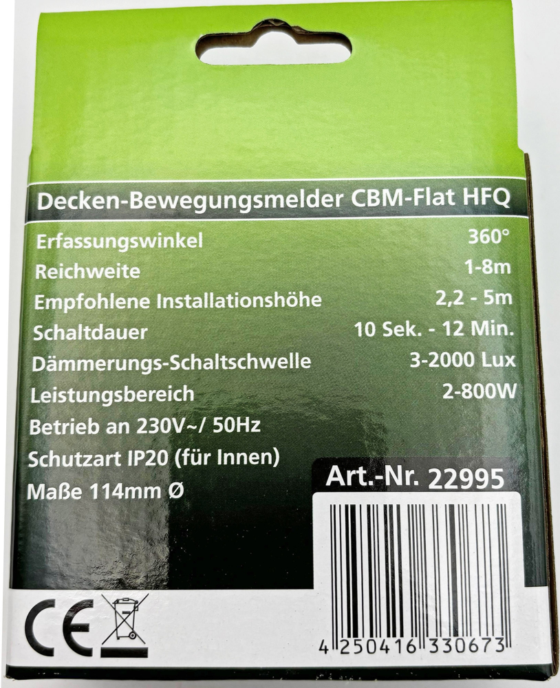 Bewegungsmelder Aufputz HF "CBM-HFQ" 360° IP20 3-Draht weiß 22995