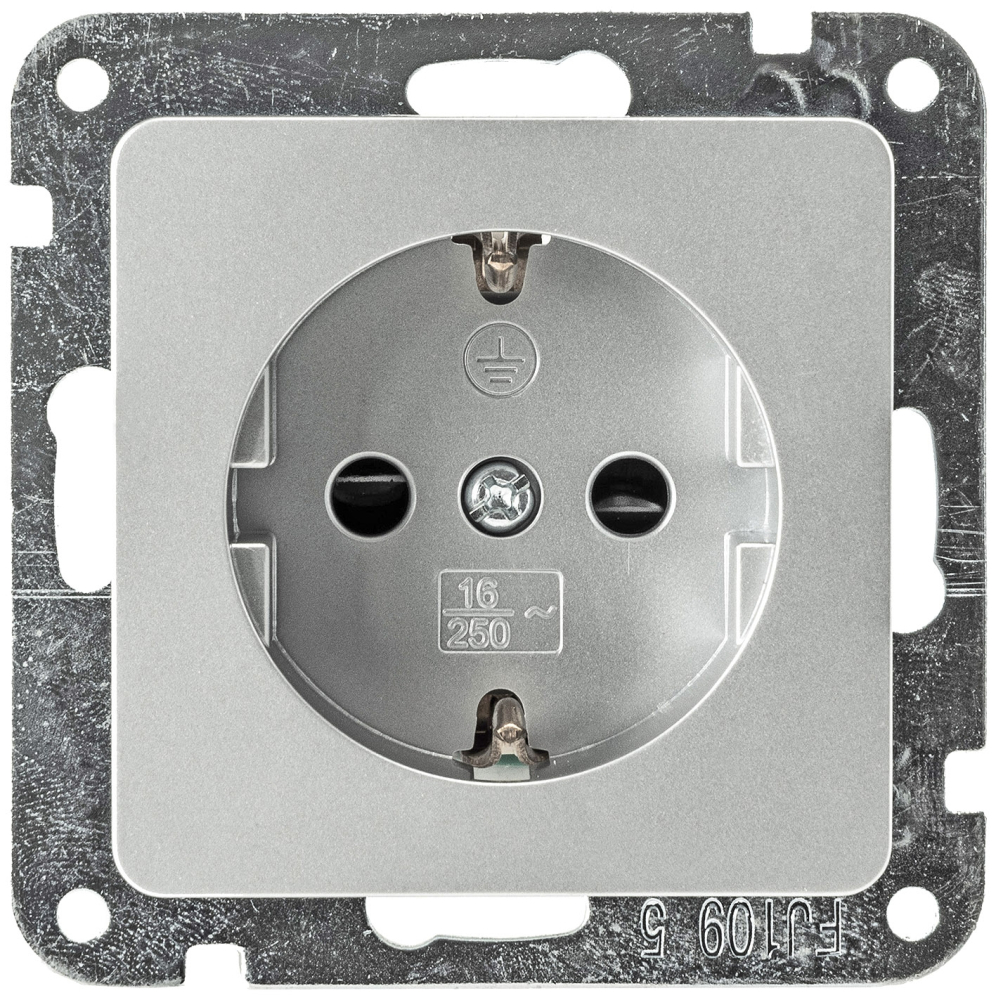 DELPHI Steckdose mit Einstecksicherung und silber, ohne Rahmen