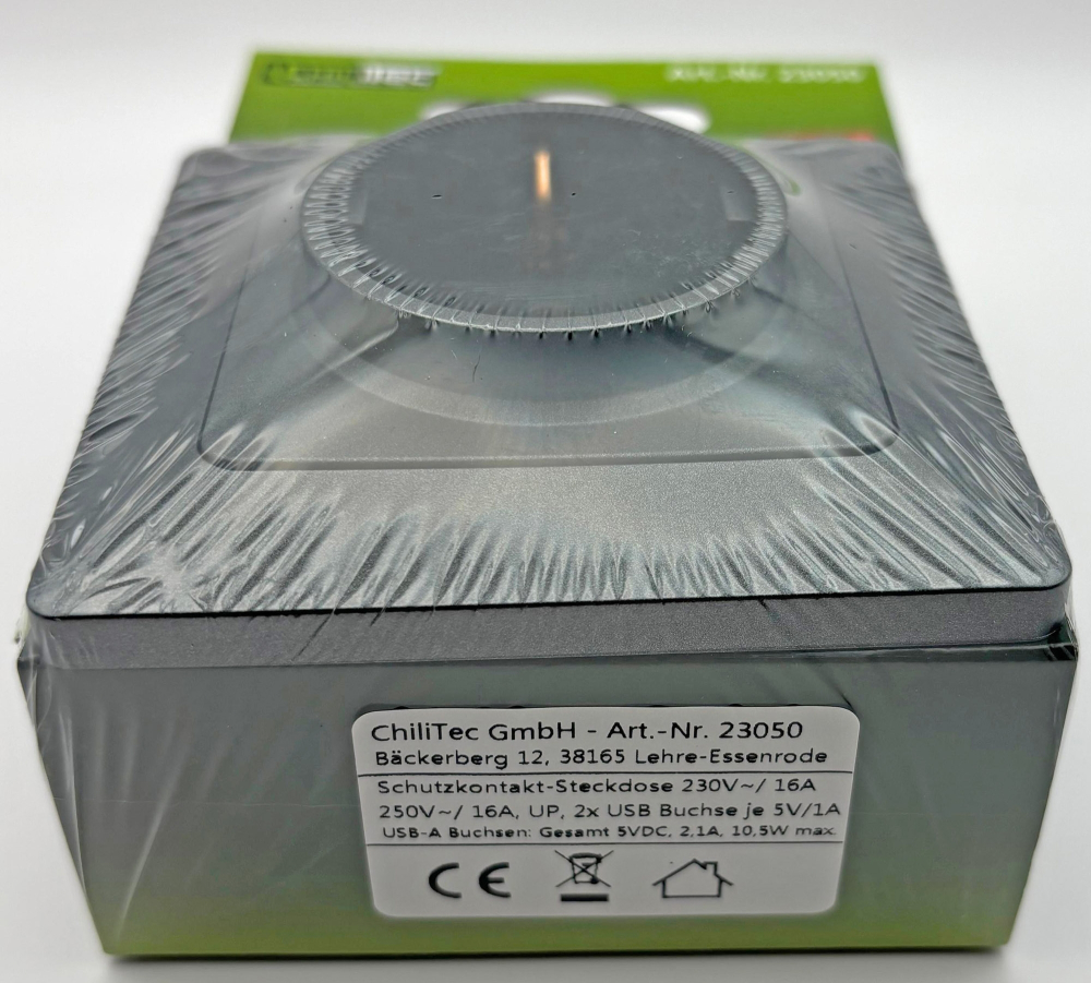 MILOS Steckdose anthrazit 2x USB Schutzkontakt Unterputz 23050