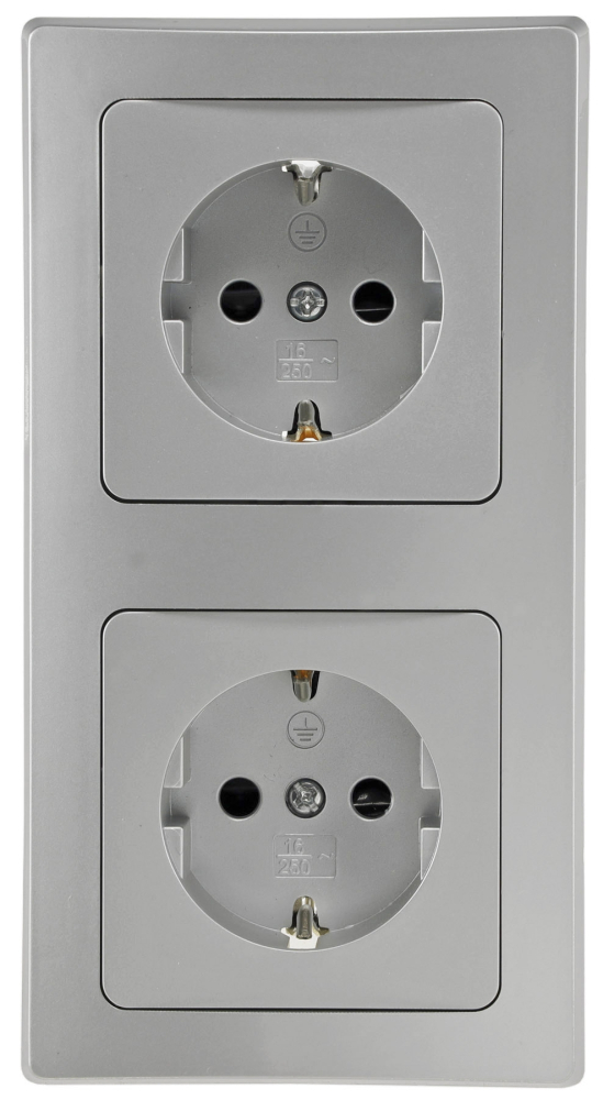 DELPHI Set 2 Steckdosen + 2-fach Rahmen 250V/16A, Steckanschluss 23065