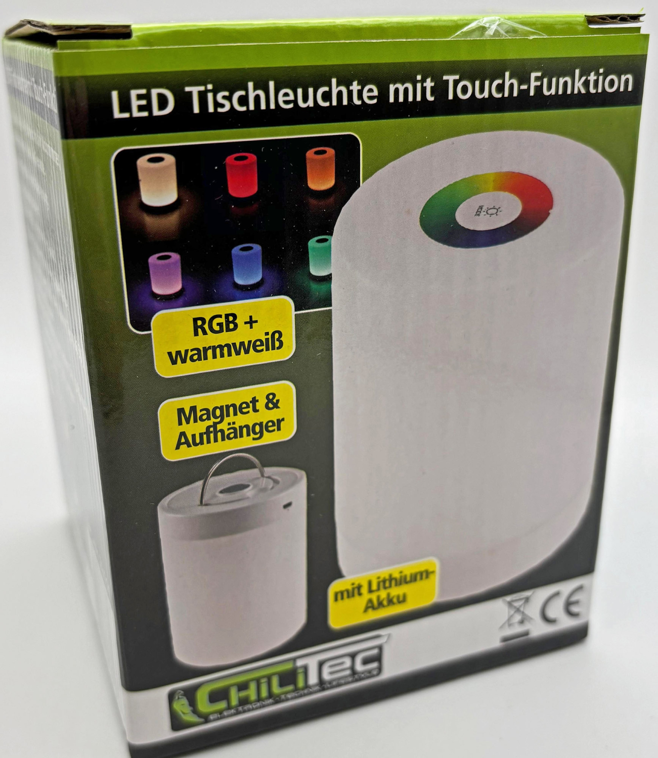 LED Akku-Tischleuchte mit Touch-Funktion H113mm, Warmweiß + RGB Magnethalter ChilITec 23111