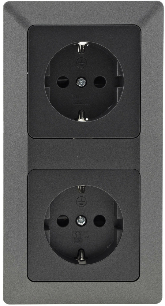 MILOS Set 2 Steckdosen + 2-fach Rahmen Anthrazit Klemmanschluss 23120