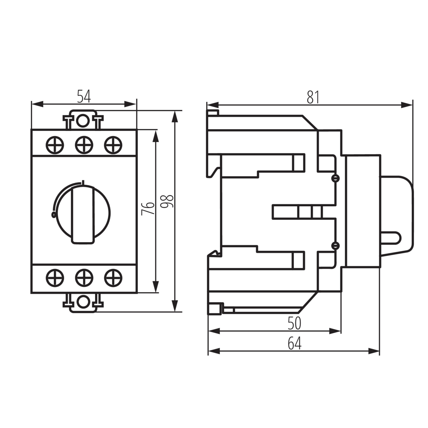 Lasttrennschalter 125A 3P - modularer Schienen-Trennschalter KMI-R 3 Module Ideal 23239