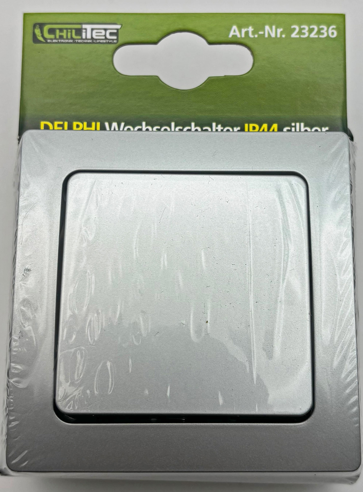 DELPHI Wechsel-Schalter IP44 250AV/10A silber mit Rahmen