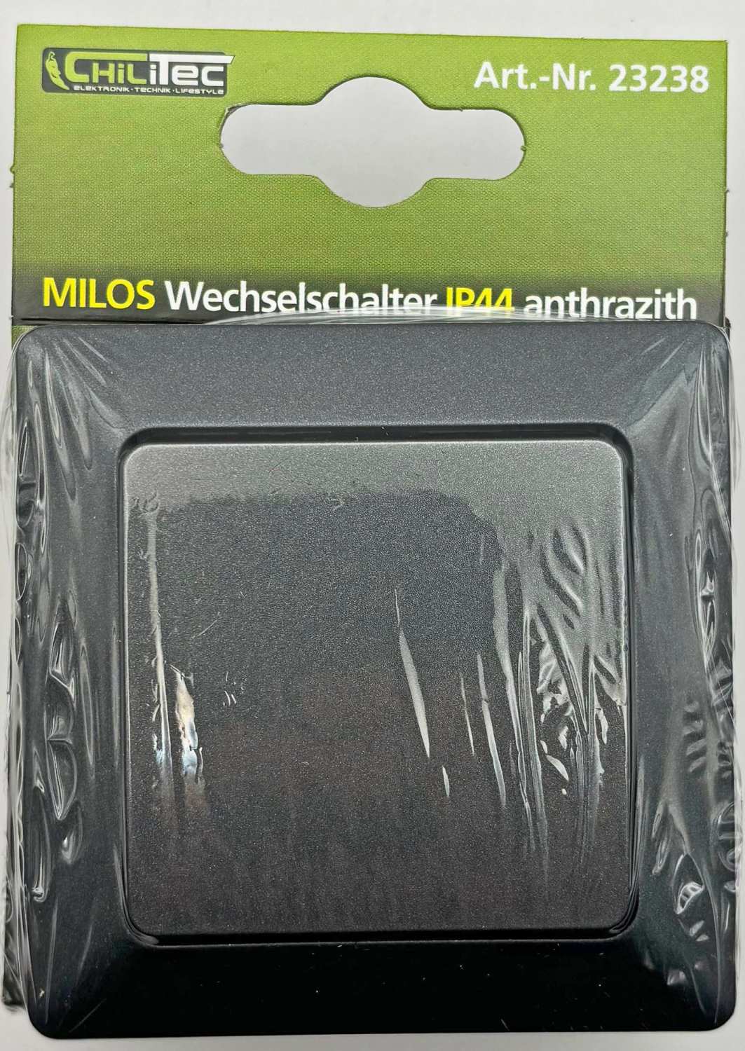 ChiliTec MILOS Wechselschalter IP44 anthrazit mit Rahmen 23238 ab ca. 20.11.26 lieferbar
