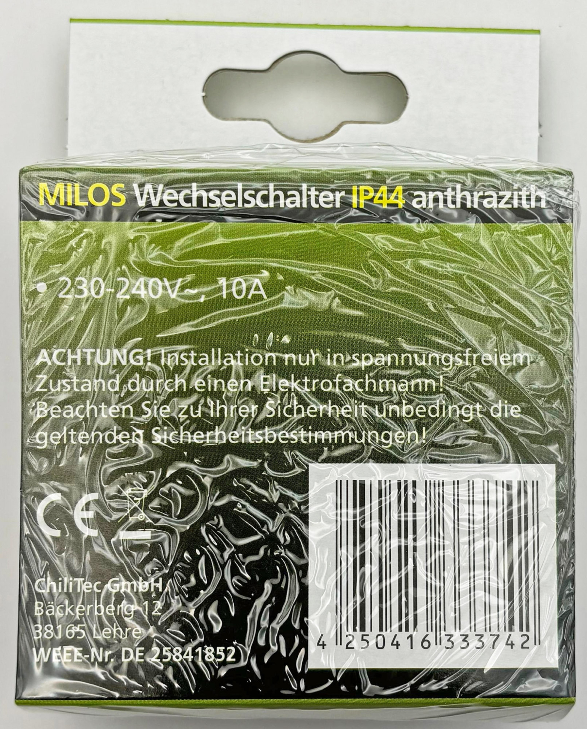 ChiliTec MILOS Wechselschalter IP44 anthrazit mit Rahmen 23238 ab ca. 20.11.26 lieferbar