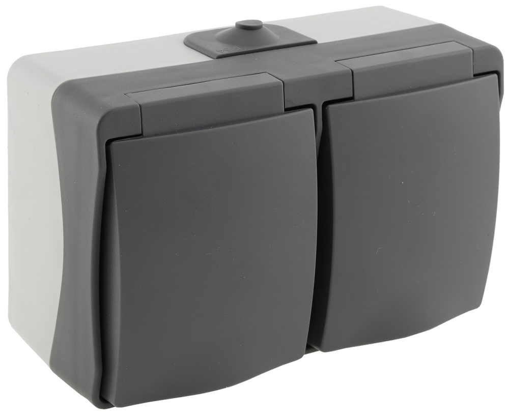 NUQUI IP54 Feuchtraum Doppel-Steckdose horizontal Aufputz ChiliTec 23283