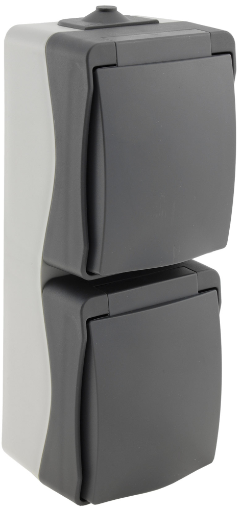 NUQUI Doppel-Steckdose IP54 Feuchtraum Aufputz vertikal ChiliTec 23284