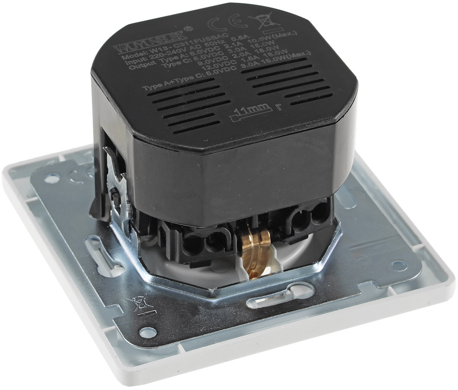 DELPHI Schutzkontakt-Steckdose weiß UP USB A + C / PD 23340