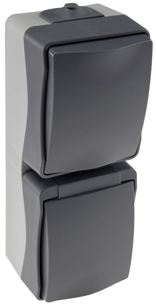 Feuchtraum Schalter & Steckdose IP54 NUQUI Aufputz Vertikal ChiliTec 23367